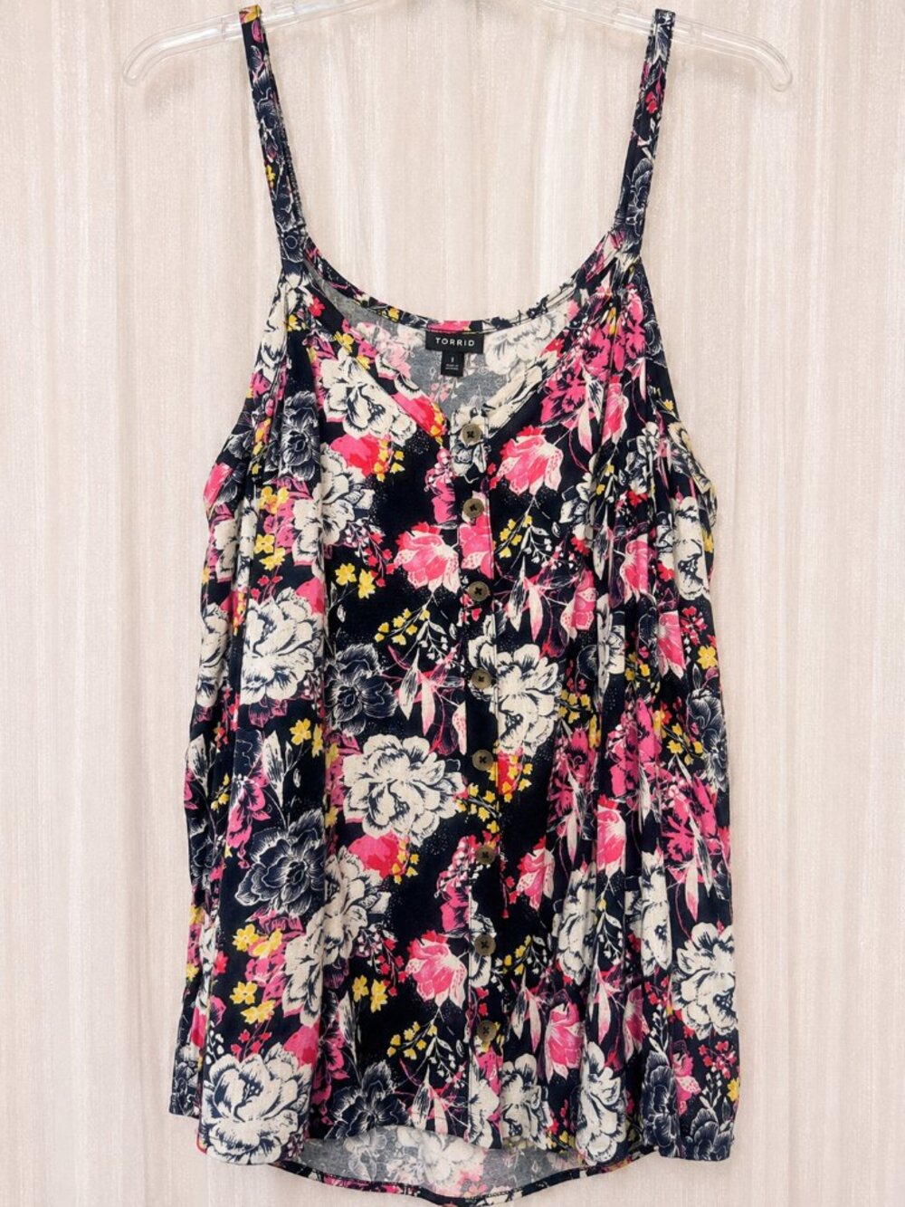 Torrid Blue Floral Button Front Tunic Tank Plus Size 3X